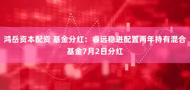 鸿岳资本配资 基金分红：睿远稳进配置两年持有混合基金7月2日分红