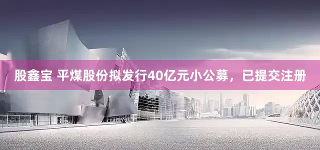 股鑫宝 平煤股份拟发行40亿元小公募，已提交注册