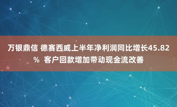 万银鼎信 德赛西威上半年净利润同比增长45.82%  客户回款增加带动现金流改善