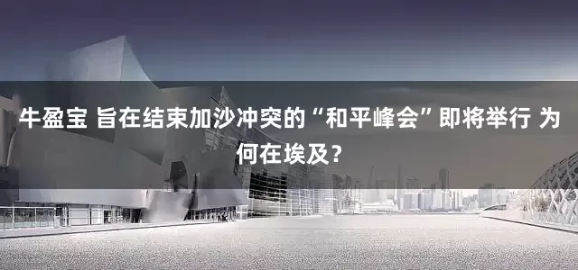 牛盈宝 旨在结束加沙冲突的“和平峰会”即将举行 为何在埃及？
